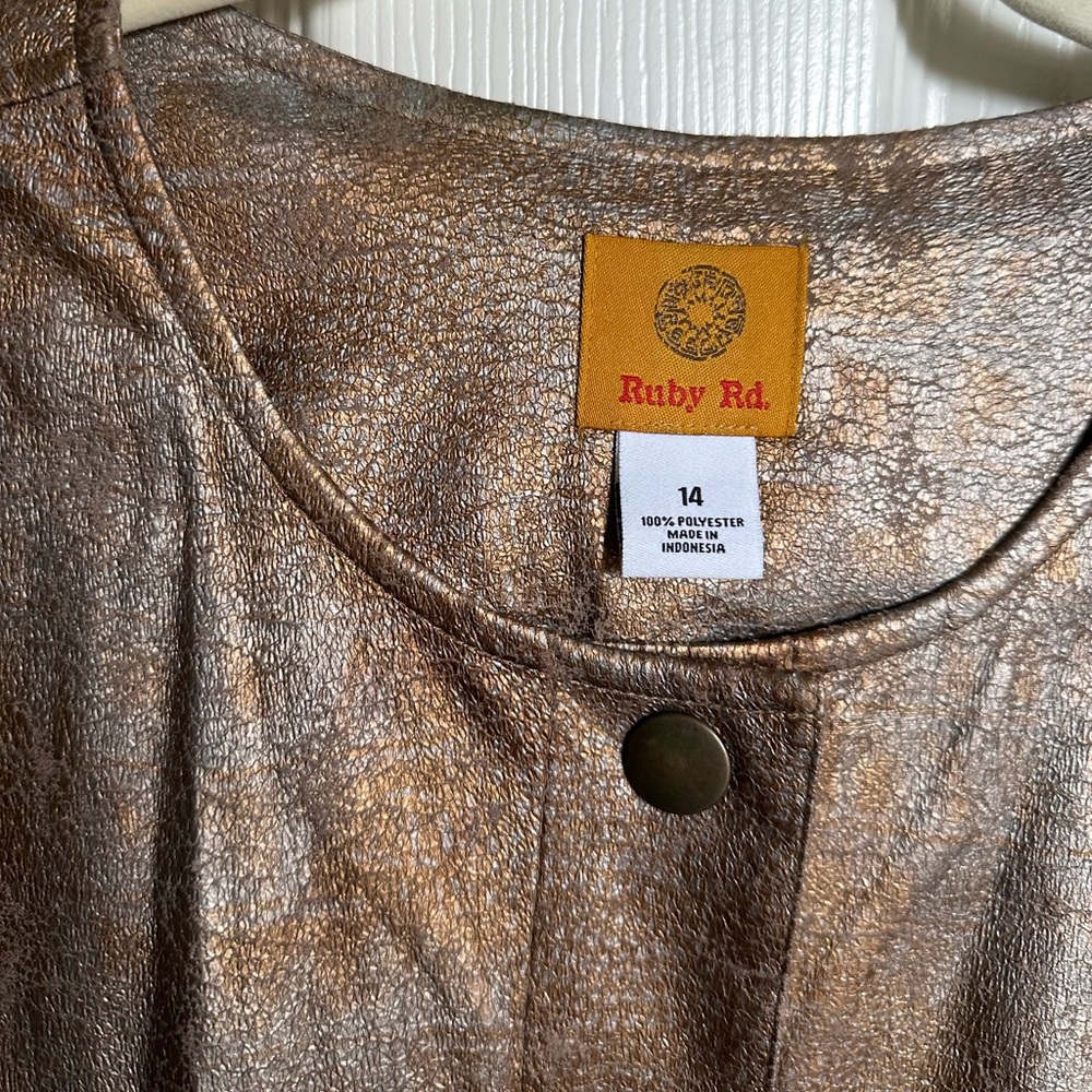 Bronze And Silver Metallic Ruby Rd Jacket Size 14 - image 3